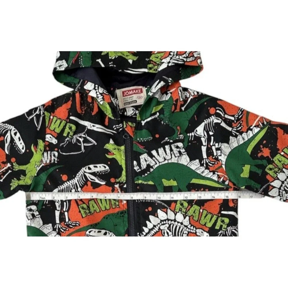 NWOT JOMAKE Boys Dinosaur Full Zip Windbreaker Jacket Size 130 S 7-8